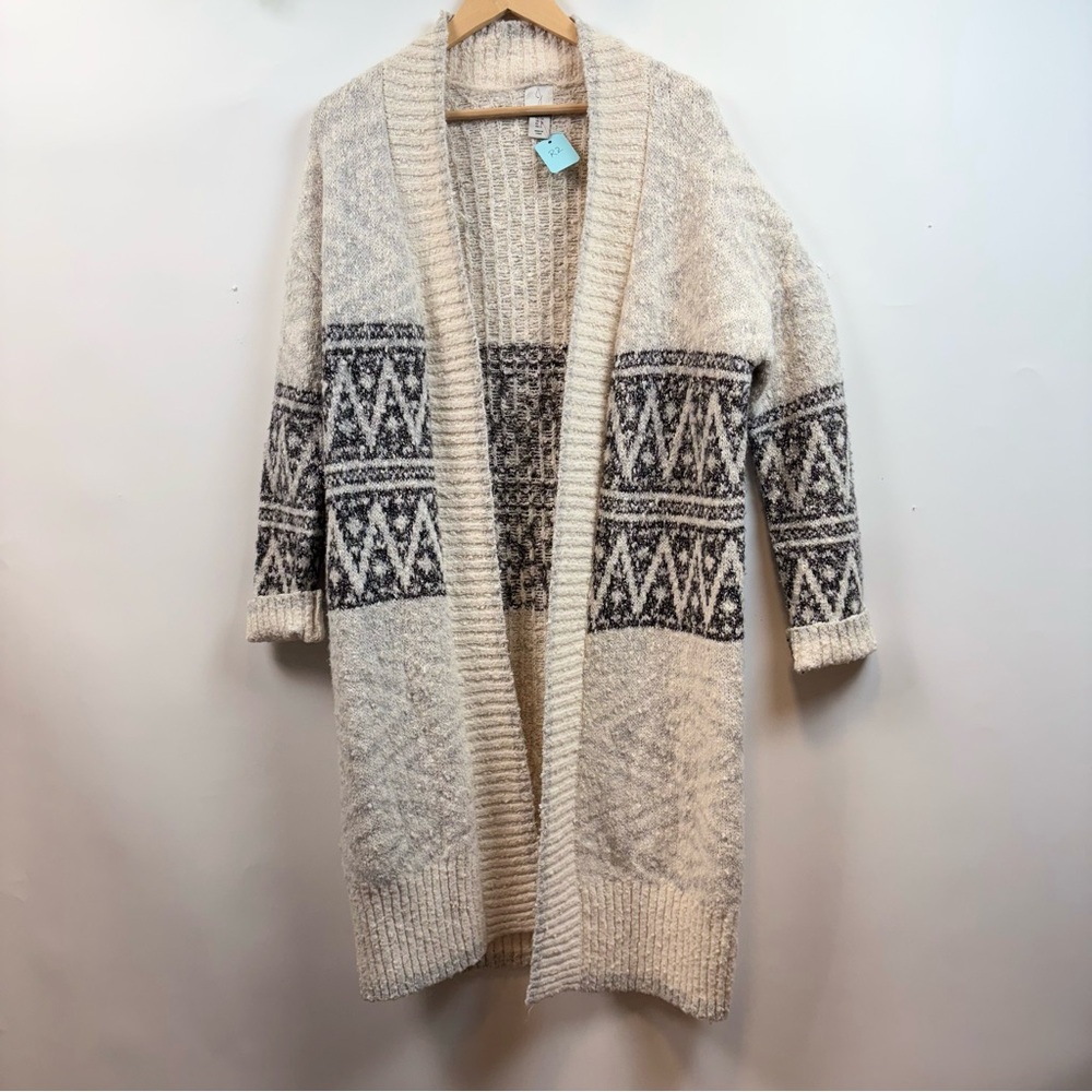 Joie long, charcoal & cream sweater. Small  w/stretch. Boho- Chalet-Timeless